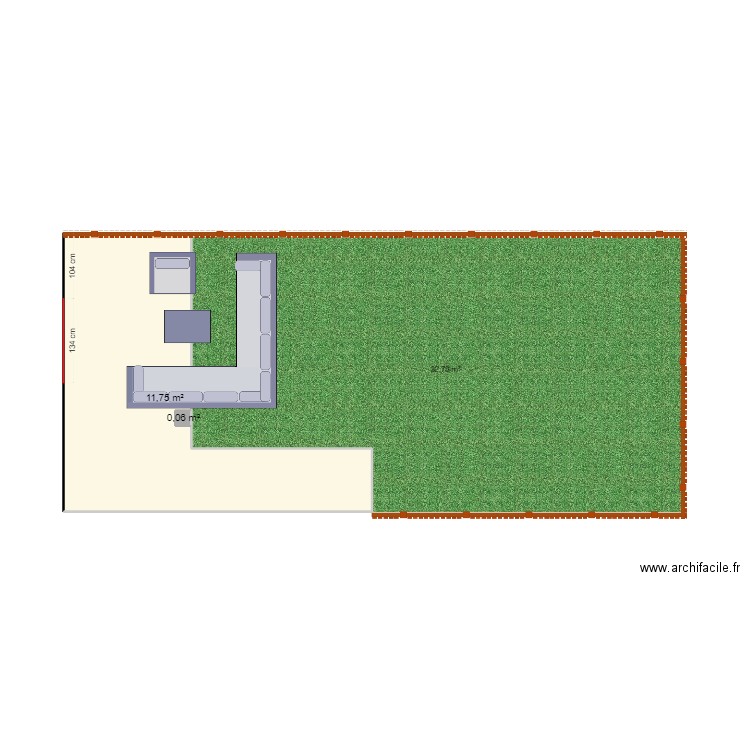 jardin. Plan de 2 pièces et 12 m2