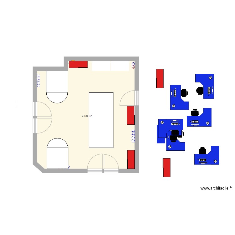 Aménagement postes de travail openspace. Plan de 0 pièce et 0 m2