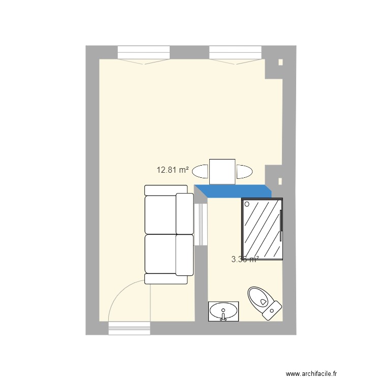 Studio 17m2 Carca. Plan de 0 pièce et 0 m2