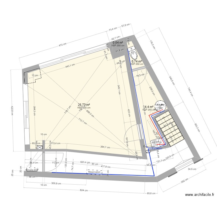 Pamiers2 R0 Projection. Plan de 4 pièces et 31 m2