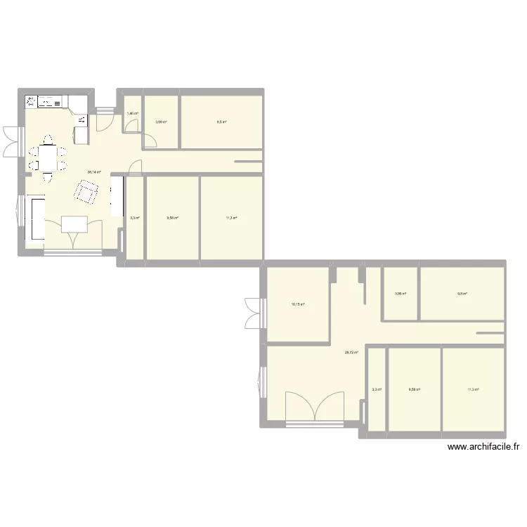 maison rose. Plan de 