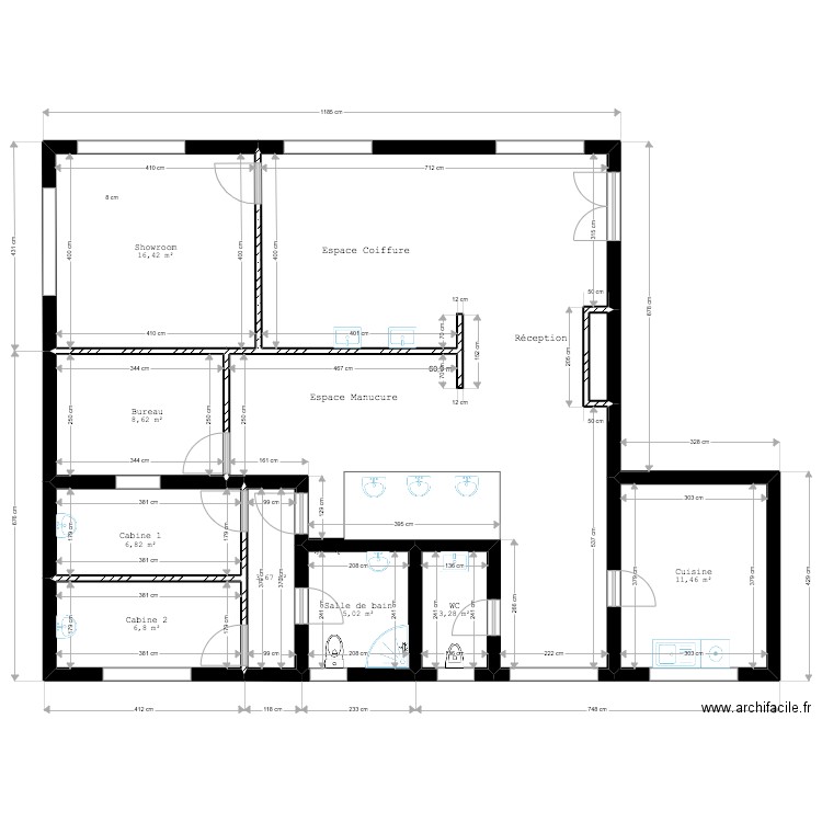 plan d'agencement copper lounge aménagé. Plan de 10 pièces et 124 m2