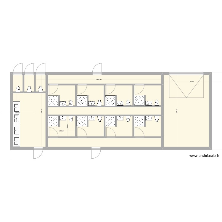 SILENCE MIDI PROJET SANITAIRES EXT 2. Plan de 11 pièces et 100 m2