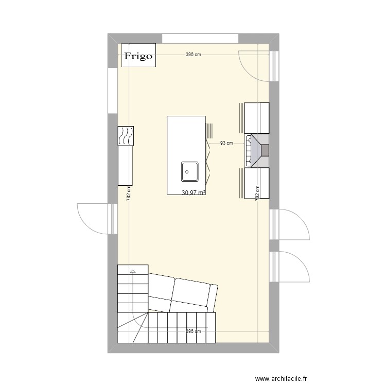 chouca 2. Plan de 1 pièce et 31 m2