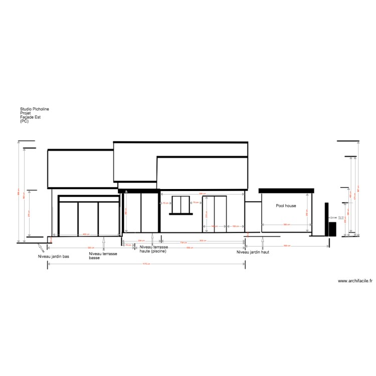 Studio Picholine Projet 03 18 1  PC Fa&ccedil;ade Est  Pool house. Plan de 0 pièce et 0 m2