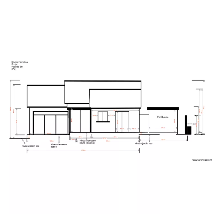 Studio Picholine Projet 03 18 1  PC Fa&ccedil;ade Est  Pool house. Plan de 