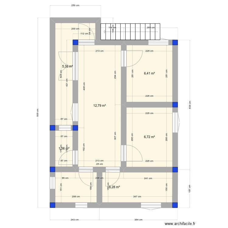 Fonenana_étage. Plan de 6 pièces et 41 m2