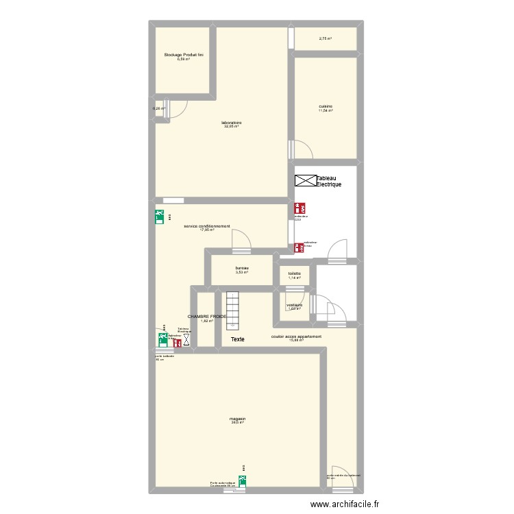 labo argenton. Plan de 12 pièces et 135 m2