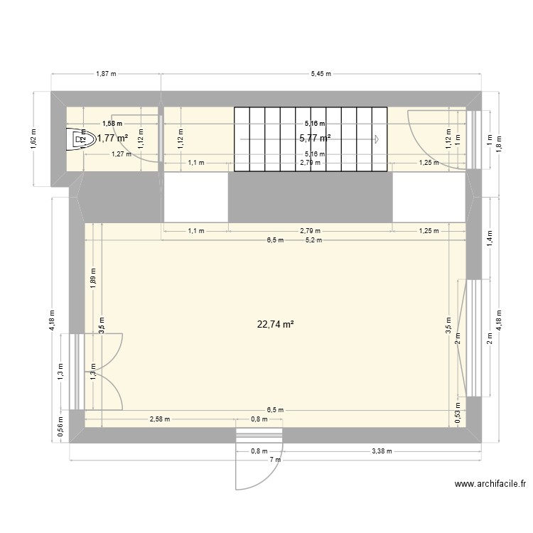 salle a manger. Plan de 3 pièces et 30 m2