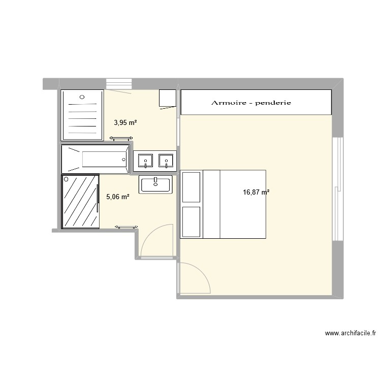 sdb nakache tyrosse. Plan de 3 pièces et 26 m2