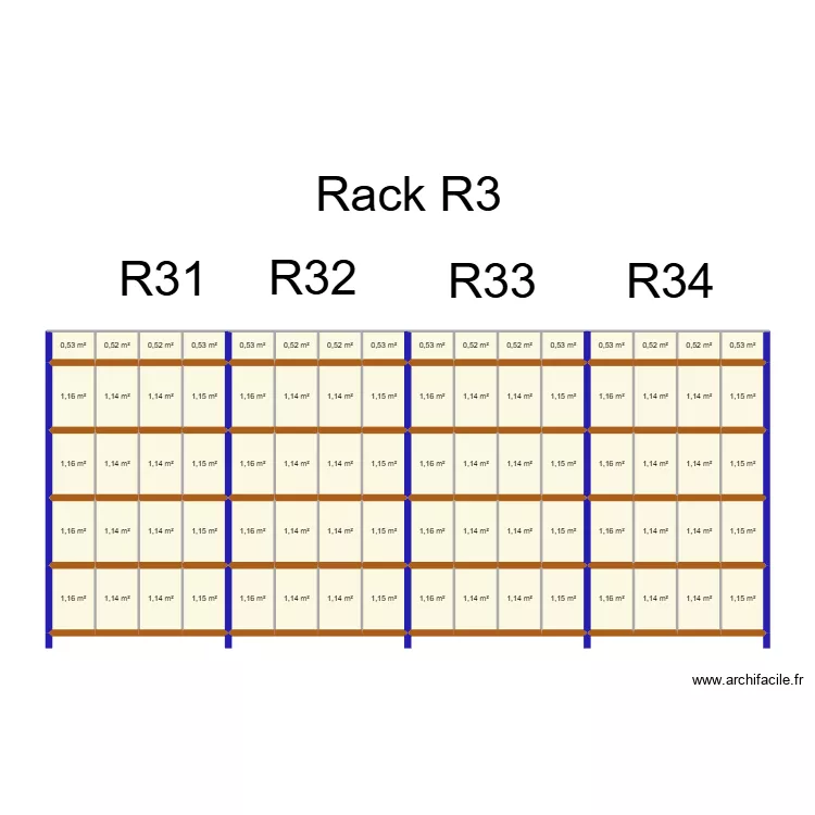 Rack R3. Plan de 80  et 82 m²