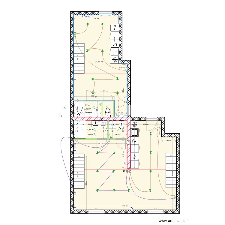 NAIL . Plan de 6 pièces et 77 m2