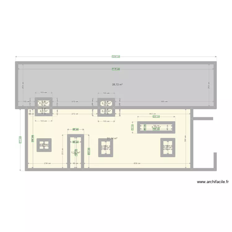 Facade gauche existant. Plan de 
