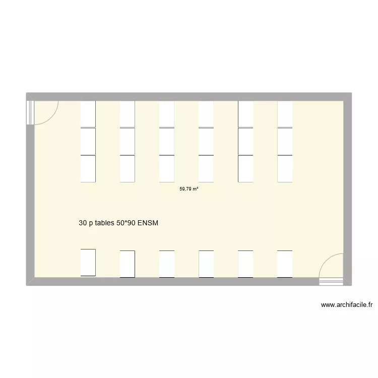 Salles enseignement classique R+2 C207 208 mobilier ENSM. Plan de 