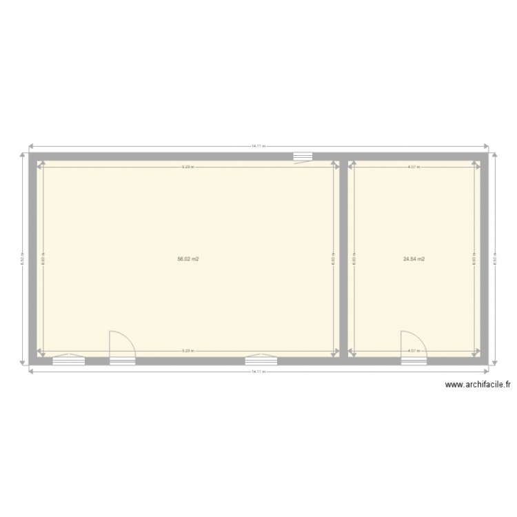 GAMBADE. Plan de 2 pièces et 81 m2