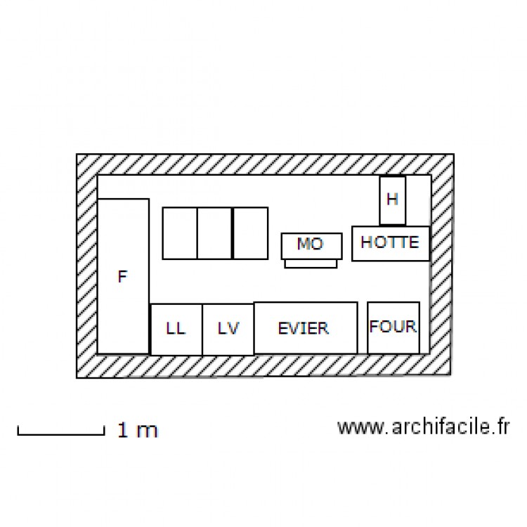 VUE MUR CUISINE FACE SALON. Plan de 0 pièce et 0 m2