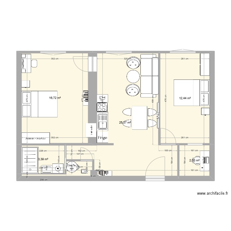 29 FelixViallet - plan revu en mai. Plan de 5 pièces et 61 m2