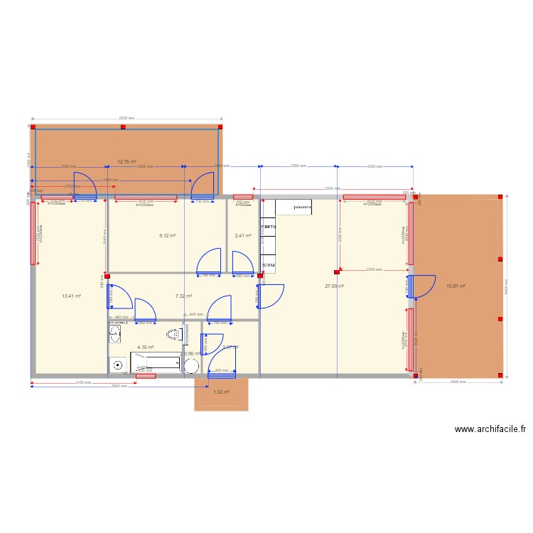 60 2 z. Plan de 0 pièce et 0 m2