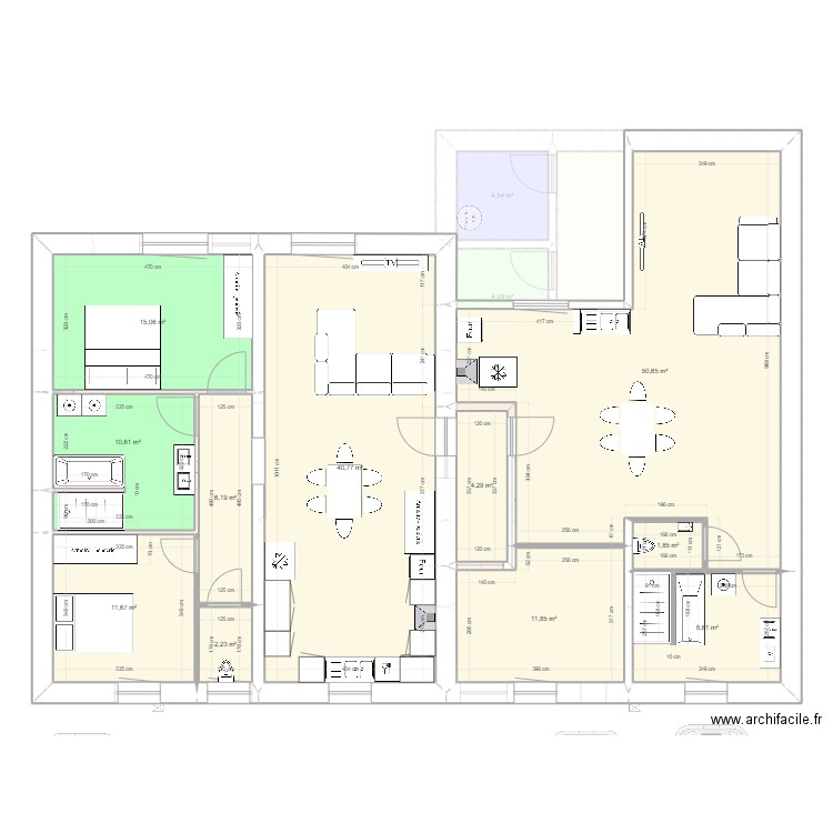 Henriville amenagement test appt 3.1. Plan de 0 pièce et 0 m2