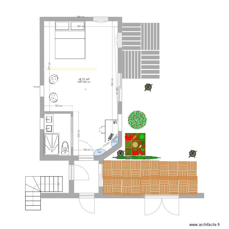 Aménagement annexe côté jardin 7. Plan de 1 pièce et 24 m2