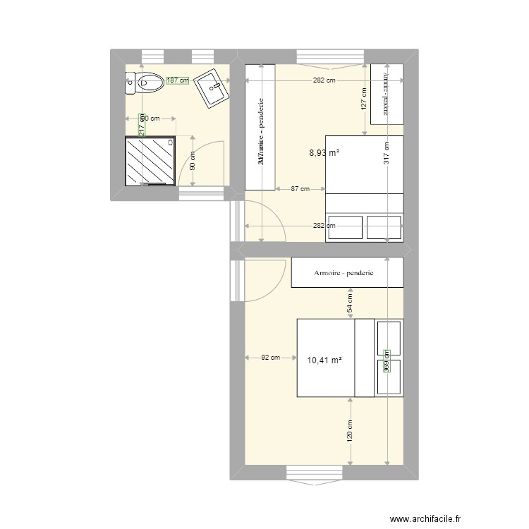 ARCHIFACELEPOURMOI. Plan de 3 pièces et 23 m2