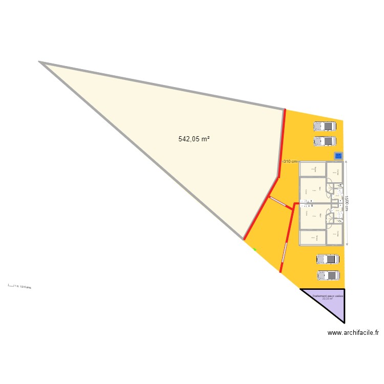 Doublette avec terrasse intégré V2. Plan de 15 pièces et 669 m2