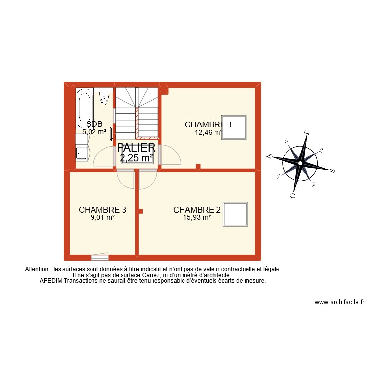 BI 11054 ETAGE. Plan de 8 pièces et 48 m2