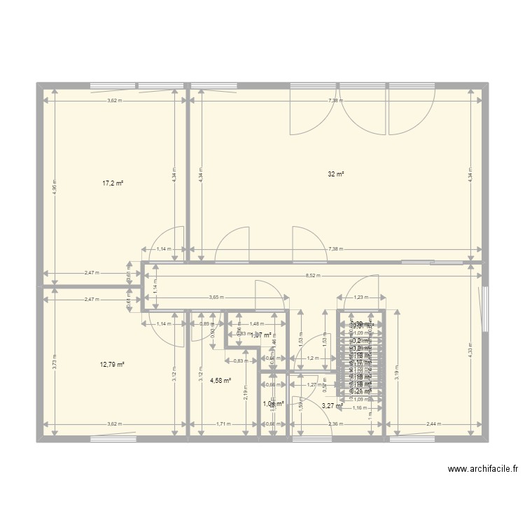 percey ch 2. Plan de 16 pièces et 94 m2