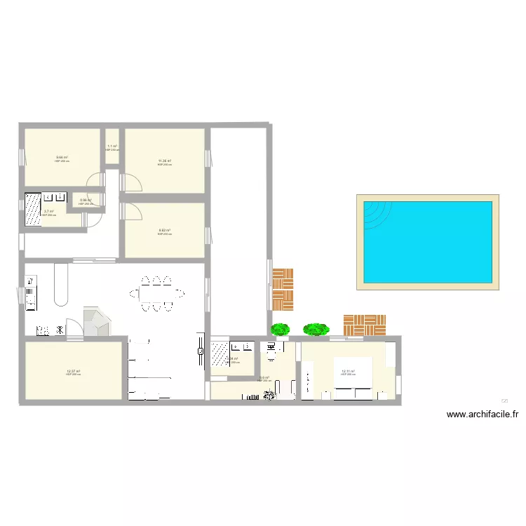 maison extension vC salle de bain. Plan de 