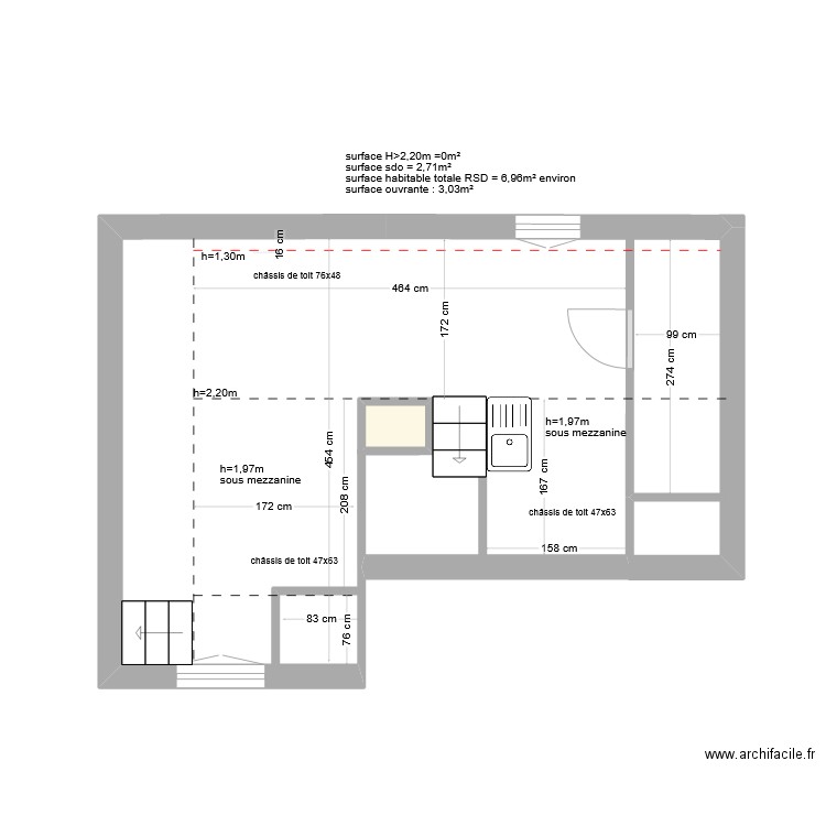 20 Jean Jaurès Etage 3 porte 1. Plan de 1 pièce et 0 m2