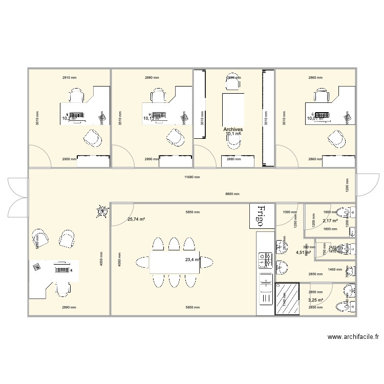 Bureaux 100m2. Plan de 0 pièce et 0 m2