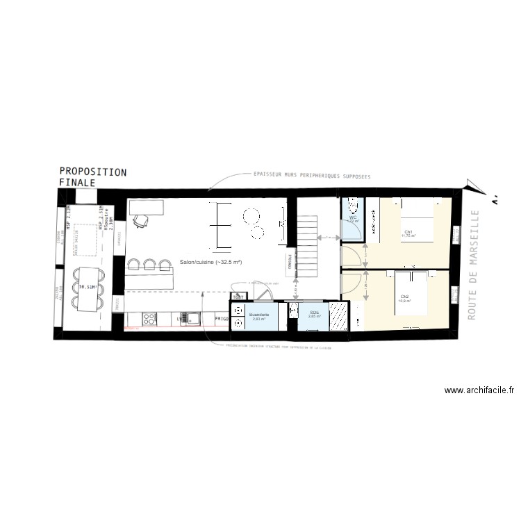 Projet Hugo. Plan de 6 pièces et 30 m2