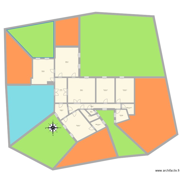 paris15malesherbes. Plan de 24 pièces et 911 m2