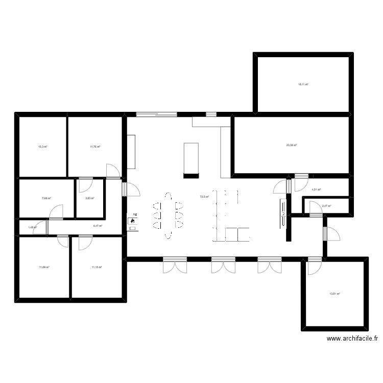 maison s. Plan de 14 pièces et 198 m2