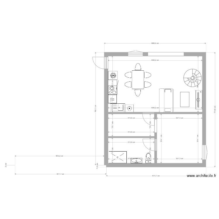 COQUARD. Plan de 4 pièces et 45 m2