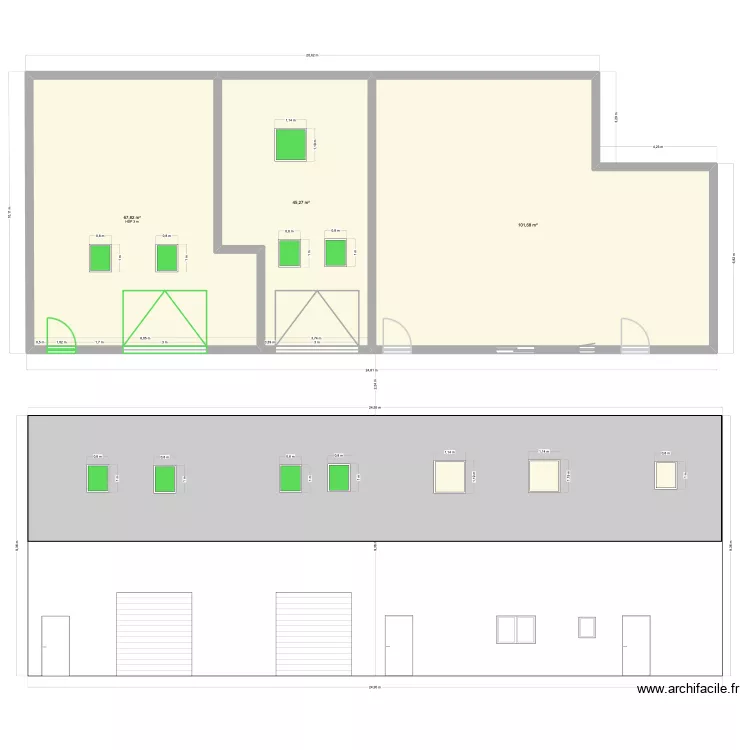 Ablis. Plan de 3  et 215 m²