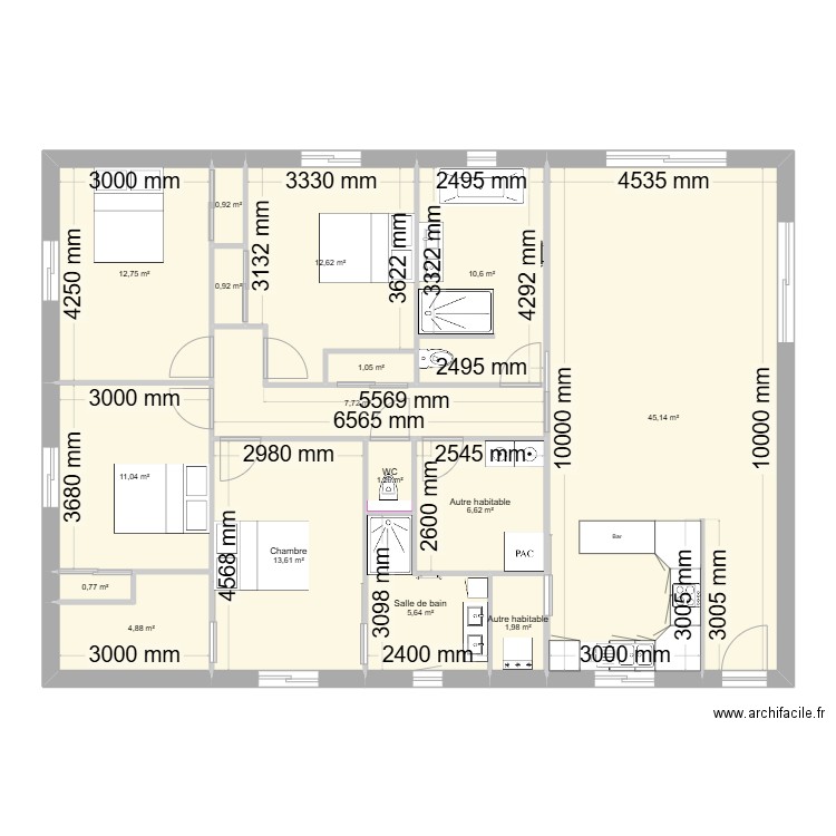 FABRICE BILLARD. Plan de 16 pièces et 138 m2