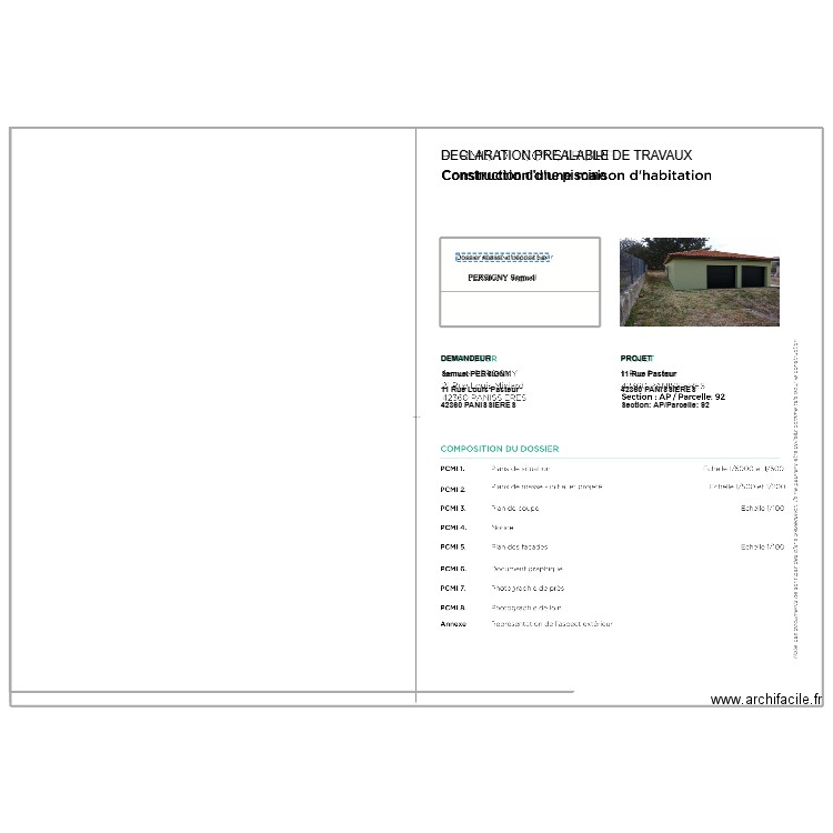 Page de présentation. Plan de 2 pièces et 875 m2