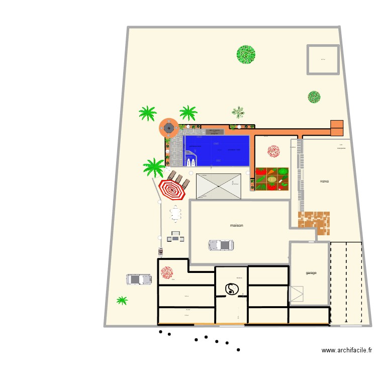 piscine maison. Plan de 9 pièces et 2032 m2
