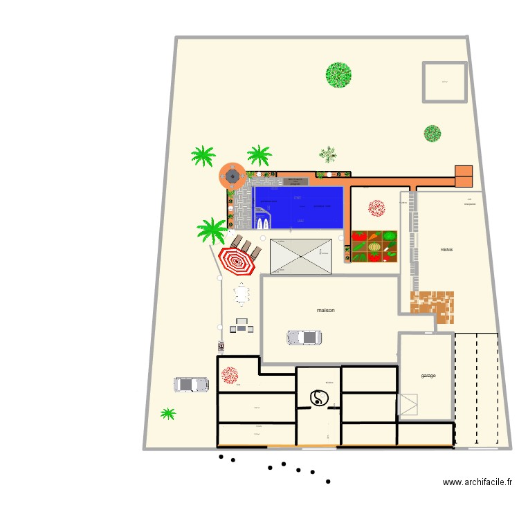 piscine maison. Plan de 16 pièces et 2037 m2