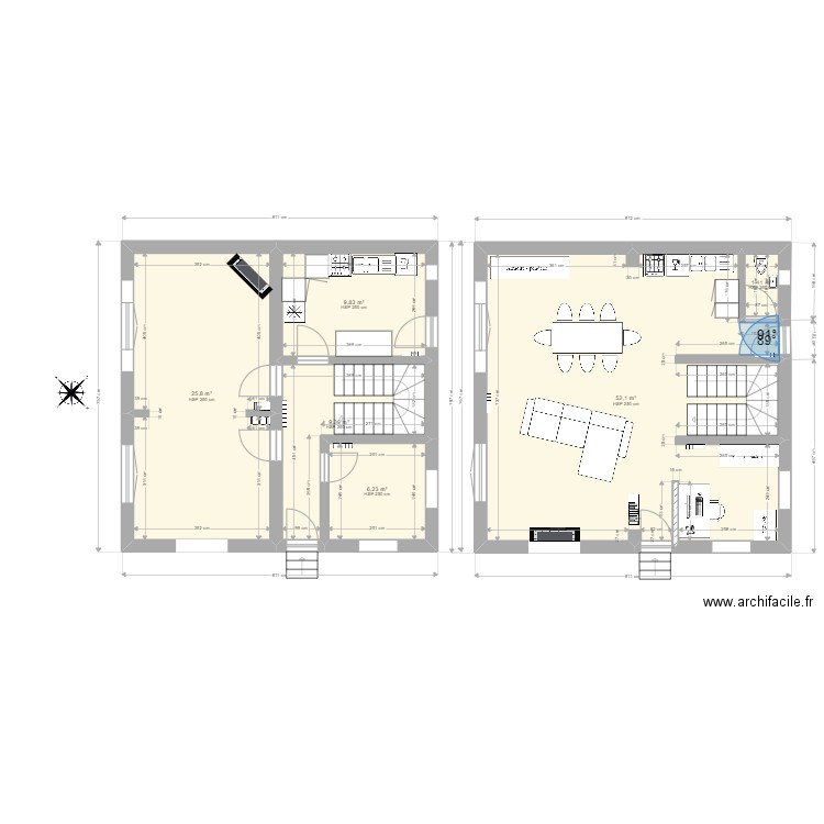 HAUSSAIRE. Plan de 6 pièces et 105 m2