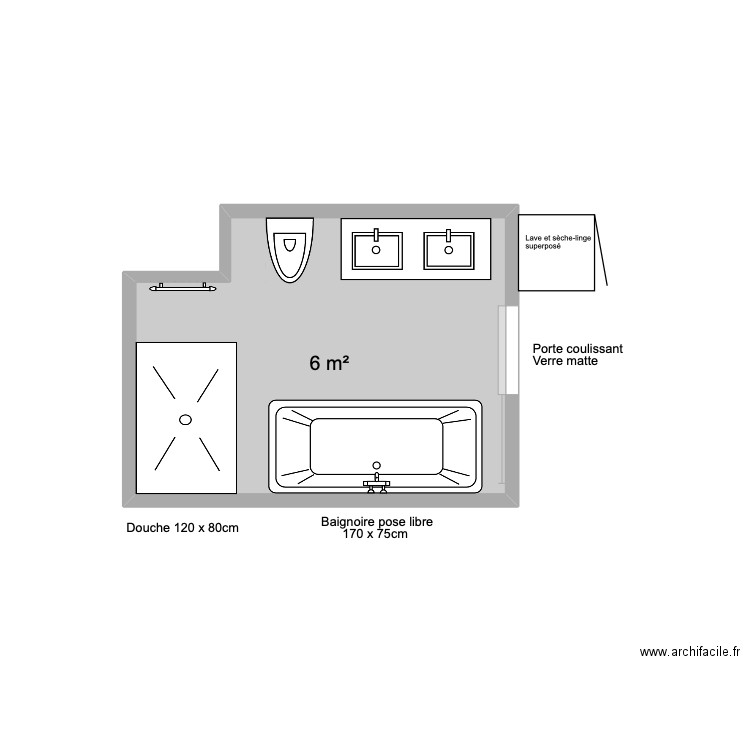  Martins . Plan de 1 pièce et 6 m2