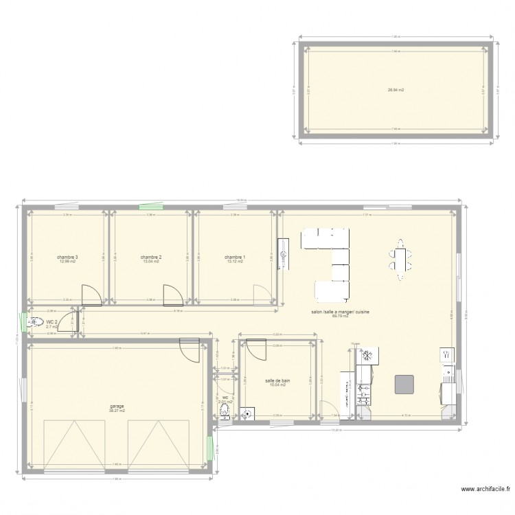 projetmaisonpleinpied. Plan de 0 pièce et 0 m2