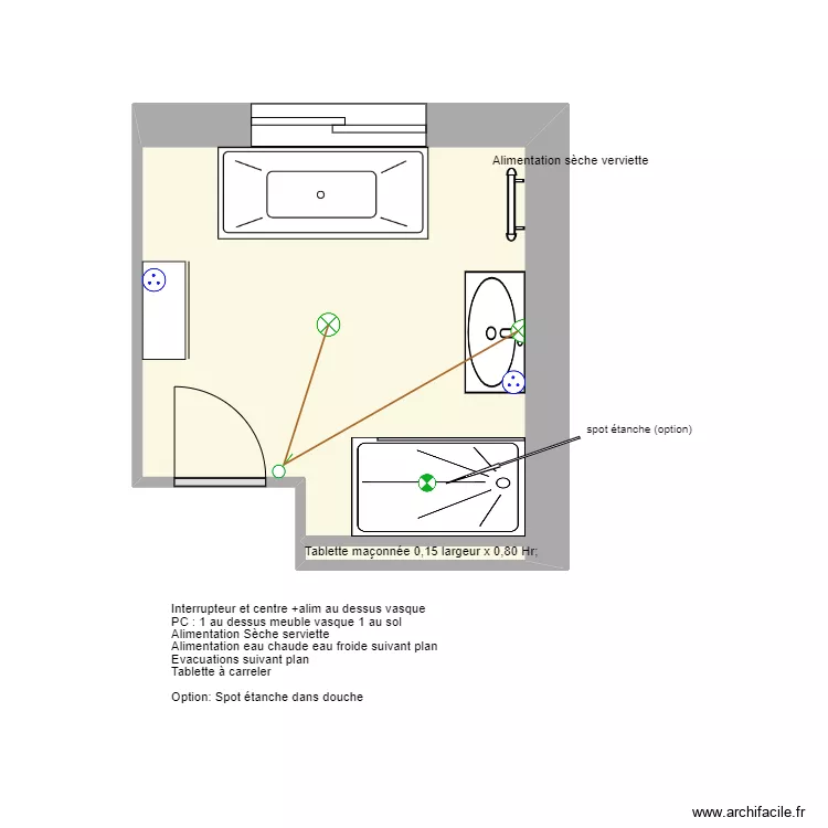 SDB 2 Mittainville Elec plomberie. Plan de 