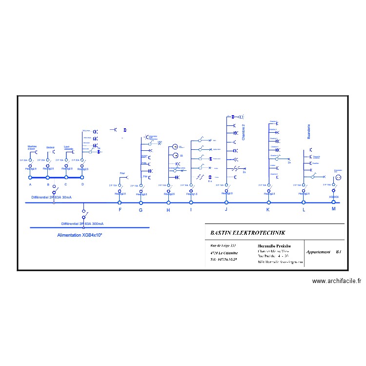 Appartement B4 Schema unifilaIRre. Plan de 0 pièce et 0 m2