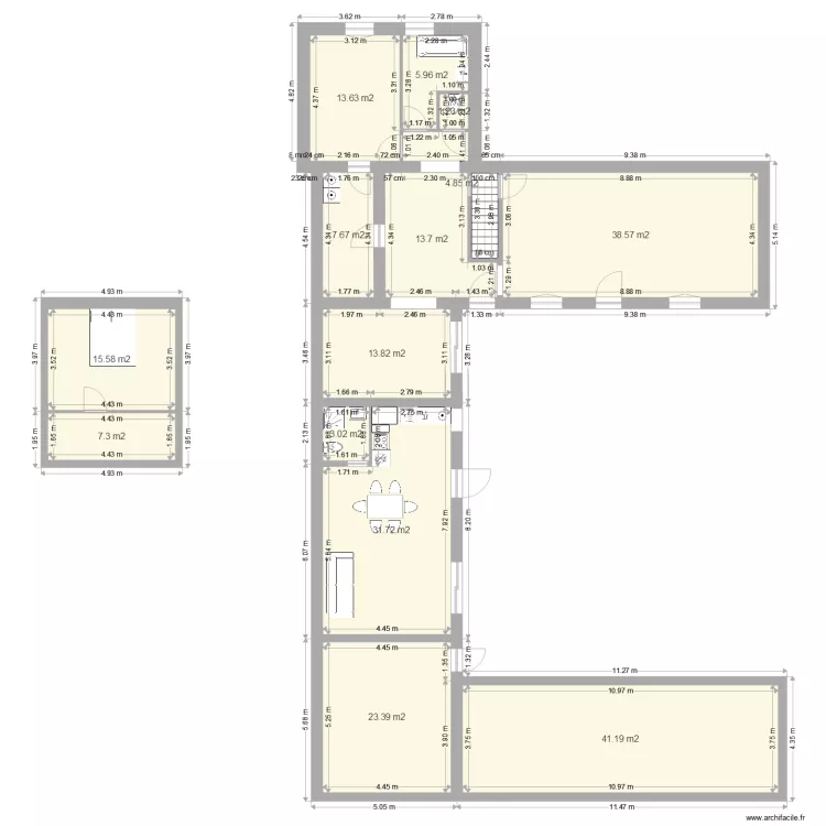 Plan erny futur avec &eacute;table bas test. Plan de 