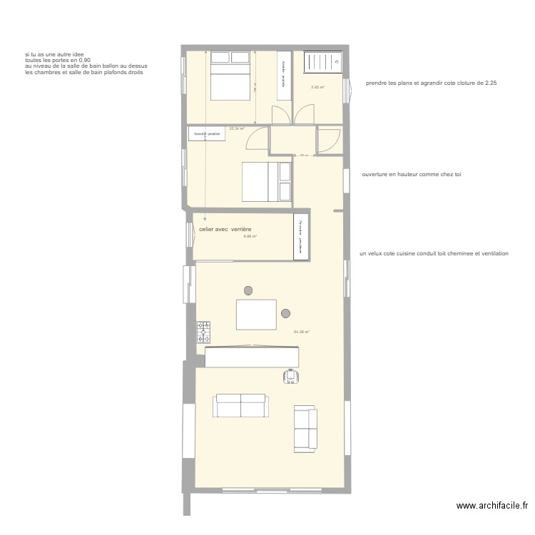 bas chauve 7. Plan de 4 pièces et 104 m2