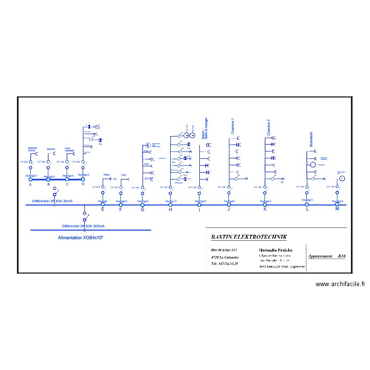 Appartement B10 Schema unifilaire. Plan de 0 pièce et 0 m2