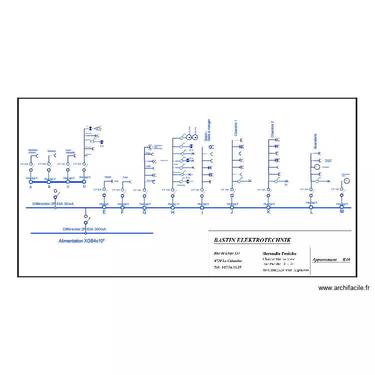 Appartement B10 Schema unifilaire. Plan de Appartement B10 Schema unifilaire. Plan de