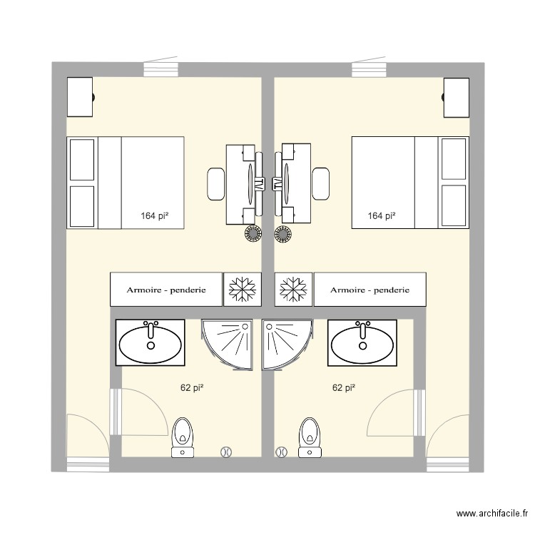 Chambre hotel simple. Plan de 0 pièce et 0 m2